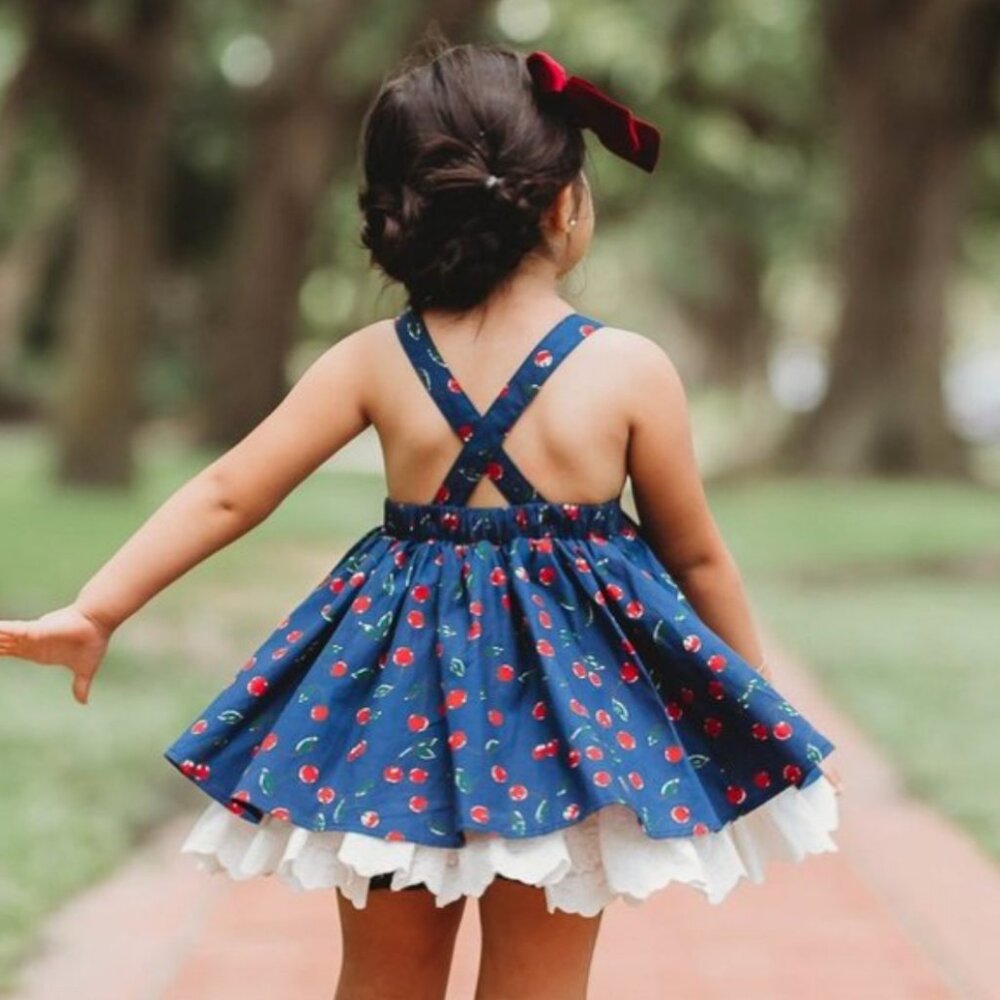 SweetHoney Cherries Pinafore Jumper Dress - size 3T